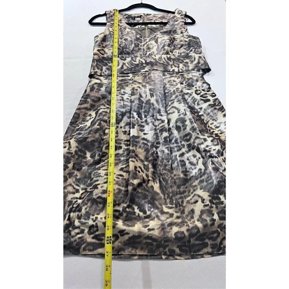 Lafayette 148 NEW YORK  V Neck Leopard PRINT Belted Dress SZ 4 - Picture 9 of 11